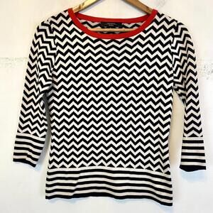 WEEKEND Max Mara black white chevron sweater sz S